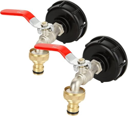 Lot de 2 Adaptateur de Réservoir IBC, Robinet Cuve 1000L, Robinet Cuve à Filetage 1/2, Robinet Recuperateur Eau pour Recuperateur