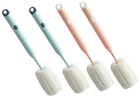 WRITWAA 4pcs Cup Brush Cleaning Handle for Water Bottles and Vessels Sponge Bottle Scrubber for Easy Cleaning