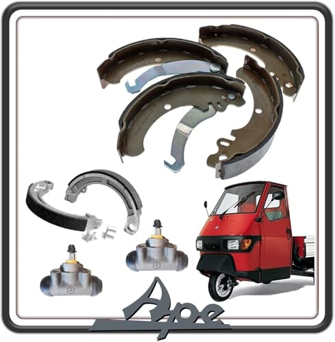 KIT GANASCE CEPPI FRENO FRENI ANTERIORE E POSTERIORE COMPLETO DI 2 CILINDRETTI FRENO COMPATIBILI CON PIAGGIO APE 50 TUTTE LE VERSIONI.