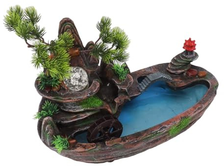 Denash Desktop Harz Rockery Waterfall Brunnen con Acqua di Roll -rolling, Stress Rilassamento Dell'acqua Terre per L'ufficio a Casa