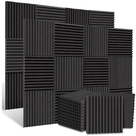 Akustikschaumplatten Schallschutz 12er-Pack 30 x cm Akustikschaumstoff Schallschutz Studio KTV Schallabsorbierende Platten Schwammpolster Schallisolierung Wandschaum 2,5/5 dick(Black,5cm)