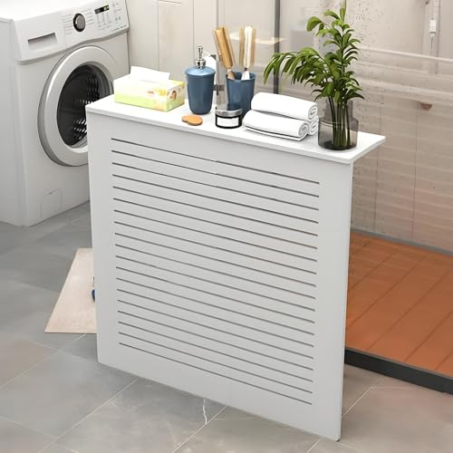 Heizkörperverkleidung, Heizkörper-Abdeckung, Holzverkleidung für Heizkörper in Lamellenoptik, Wärmepumpe Verkleidung Sichtschutz, Einfache Installation(70 * 80 * 20cm/27.6 * 31.5 * 7.9in)