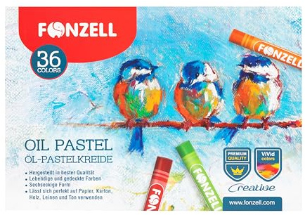 Fonzell Öl-Pastellkreide 36 Farben – Brillante & Deckende Ölpastelle – Ungiftig, Bruchsicher, Leicht zu Mischen – Künstler Pastellkreide Set für Kinder, Schule & Hobby