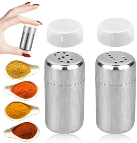 YUVKIN 4 Pièces mini salières et poivrières en acier inoxydable, salières et poivrières, salieres en acier inoxydable, pour boîtes à lunch, boîtes à bento, bureau et camping
