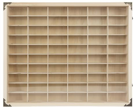 Laneryin Sammlervitrine aus Holz mit Türen, Setzkasten Holz Sammlervitrine für Autos, 1:64 Diecast Auto Modell Aufbewahrungsbox 59x7.5x48cm