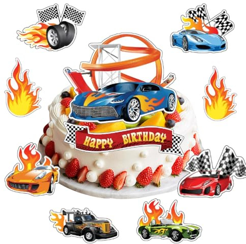 Hoot Whels - Topper per torte, 18 Hoot Whels, decorazione per compleanno, KierscEU Cupcake Topper, decorazione per torta di compleanno, decorazione per feste di compleanno