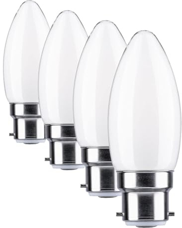 Paulmann 28899 LED Lampe Kerze B22d 470lm 4,7 Watt dimmbar Leuchtmittel Opal 2700 K B22d (Packung mit 4)
