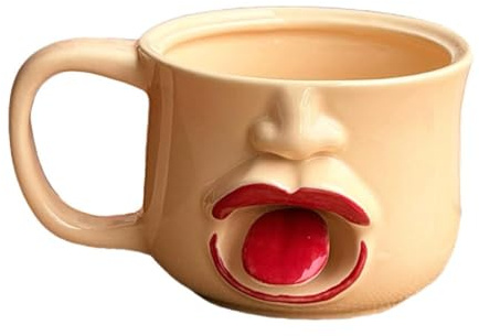 Taza clásica de Shaking The Tongue, taza de cara divertida con lengua movible, taza de café divertida con cara TongueOut, resina con forro de acero inoxidable, vasos creativos hechos a mano para uso