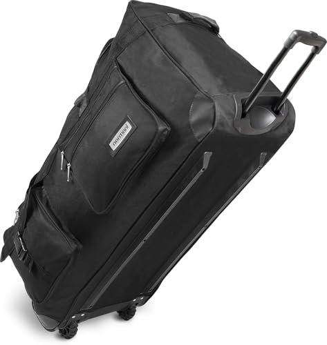 Hochwertige robuste Reisetasche mit Rollen Jumbo Big-Travel 80-150 Liter mit bis zu 3 Rollen Neue Generation von normani Farbe Schwarz / 100 Liter