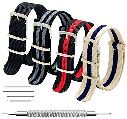 MEGALITH Uhrenarmband Packung mit 4/8 Nylon Strap 16mm 18mm 20mm 22mm 24mm Ballistic Nylon Uhr Armband Zulu Uhrband für Herren Damen
