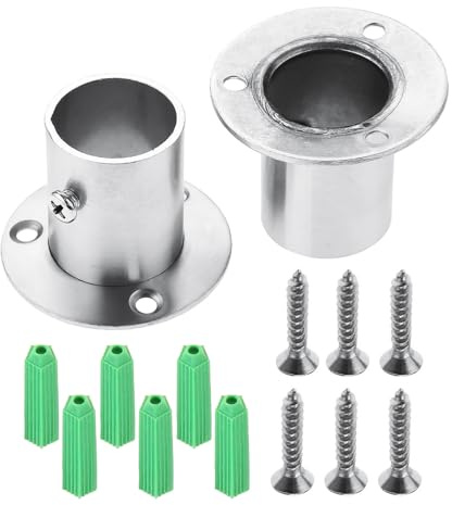 Hicello 2 Stück Flansche aus Edelstahl Rohrhalterung Rohrflansch Rohrflansch 25mm für Kleiderschrank, Rohrleitung, Stütze und Halterung, Verbindung zwischen Rohren, Kleiderstangehalter