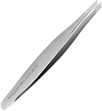 Staleks Pro Expert, Pinzas Profesionales de Cejas en Acero Inoxidable, Afilado Manual, Compactas, TE-20/4