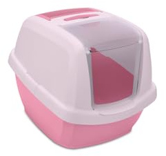 Imac Maddy Junior Lettiera Gatto chiusa Lettiera per Gatti con Filtro e Paletta 57x43x41 cm (Rosa)