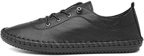 Lunar St Ives Leather Plimsoll 5 UK Black Sole