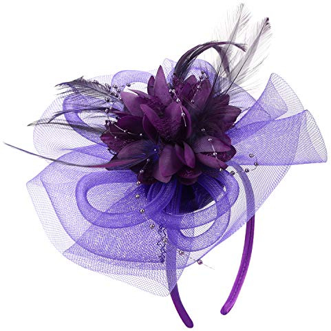 Damenhut Vintage Fascinator Hut Blume Bankett Hut Feder Haarschmuck Damen Haar Clip Hochzeit Kopfschmuck Elegant Partyhut Fasching Hochzeitszubehör Mesh Headwear Cocktail Party Haarreif Karneval
