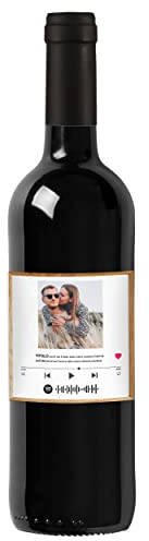 Idea regalo Vino Rosso Toscana IGT, bottiglia personalizzata con etichetta esclusiva e originale per San Valentino, bomboniere, anniversario di fidanzamento e di matrimonio (0,75L, Canzone del cuore)
