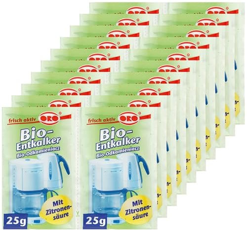Disincrostante biologico (20 x 25 g) per una rapida pulizia di macchine da caffè, bollitori, macchine per espresso, rimozione di calcare ecologico
