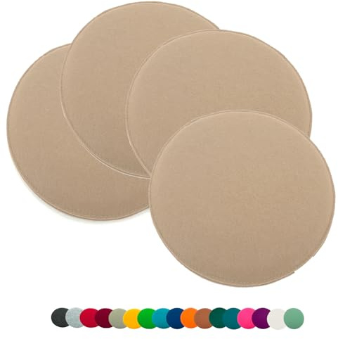 heimtexland ® 4er Pack Sitzkissen Filz Stuhlkissen Bodenkissen Polster Stuhlauflage Indoor Outdoor Kissen rund Typ631 Filzkissen Sand 35x35 cm 4 Stück