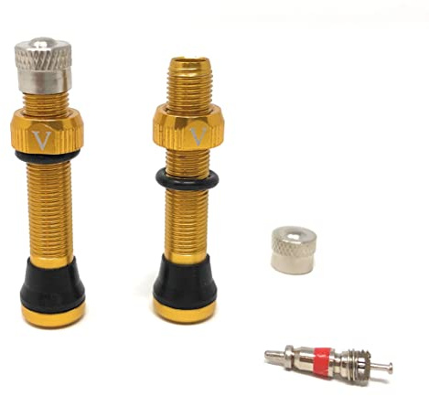 VeloTubes Tubeless Schrader Valve Stems - 46mm Gold