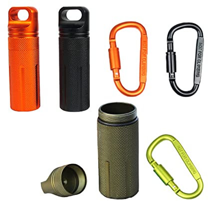 3 PCS Portapillole Portachiavi Portapillole Giornaliero Tascabile mini Scatola per Medicinali Impermeabile Ermetica Portatile Contenitori con Moschettone per la vita Quotidiana e i Viaggi all'aperto