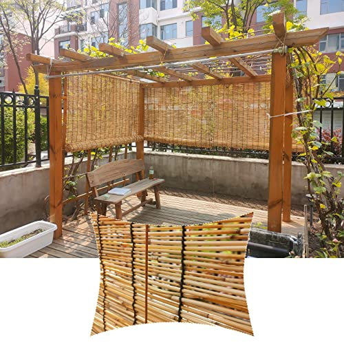 Natural Reed Primary Color Black Line Roller Blind Außensecke Vorhang schnurloses Design, leichte langlebige/umweltbedingte/atmungsaktiv (Size : 140x210cm/55x83IN)