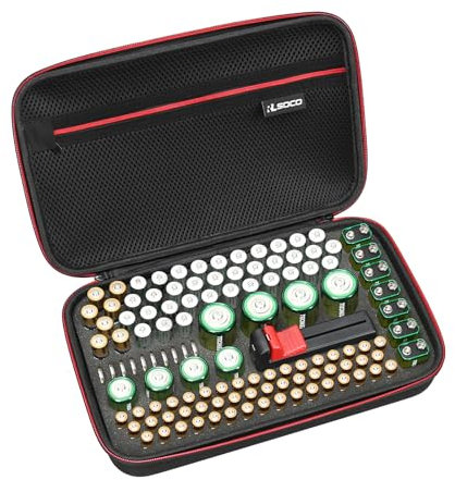 RLSOCO organizer per batterie Custodia - Supporto per borsa rigida -Tiene 120+ Batterie AA AAA C D 9V BT-168 (Le batterie e il tester per batterie non sono inclusi)