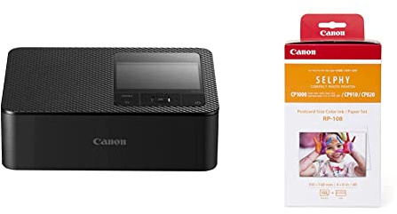 Canon SELPHY CP1500 Mini Fotodrucker schwarz inkl. Canon Druckerkartusche RP-108, 108 Blatt