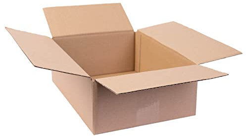 smiley pack 25 Stück Faltkartons 300 x 220 x 100 mm braun Versandkarton Verpackungskartons 30 x 22 x 10 cm aus Wellpappe 1 wellig Karton Pappkarton Versandbox Paket Päckchen