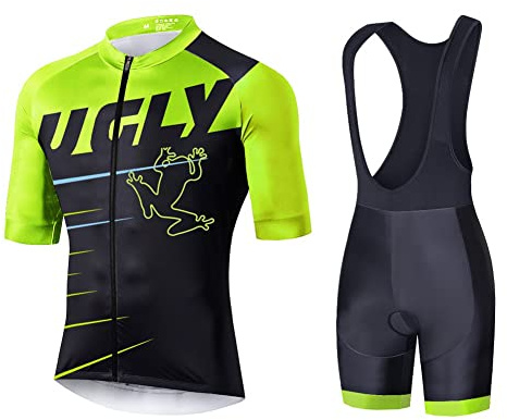 UGLY FROG ITDT Herren Fahrradtrikot, kurzärmliges Set mit 20D-Gel-gepolsterten Shorts, Fahrradbekleidung Set für Mountainbikes