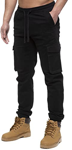 989Zé ENZO Men's Cargo Jeans, Mid Rise Stretch Pants with 5 Pockets, Ez427, 98% Cotton 2% Elastane, Long Length, Machine Washable