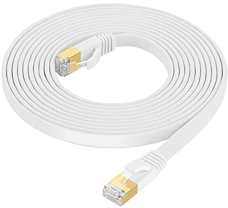 Fumitt Cat 8 Ethernet Kabel Hohegeschwindigkeit Flach Gigabit RJ45 Lan Internet Netzwerk Kabel Patchkabel 40Gbps 2000Mhz für Switch, Router, Modem, laptop, PC (Weiß) (White, 5m)