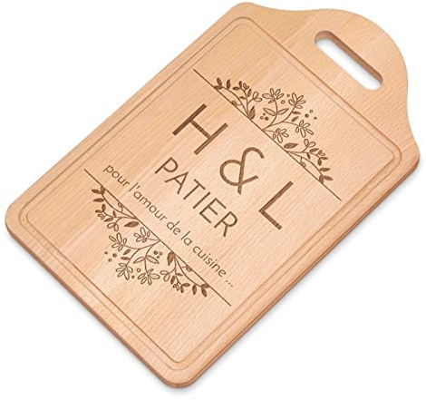 Maverton Planche à découper gravée pour couples, Plateau en bois de hêtre | Naturel avec poignée, Souvenir personnalisé pour jeunes mariés, mariage, noces, anniversaire, l’amour