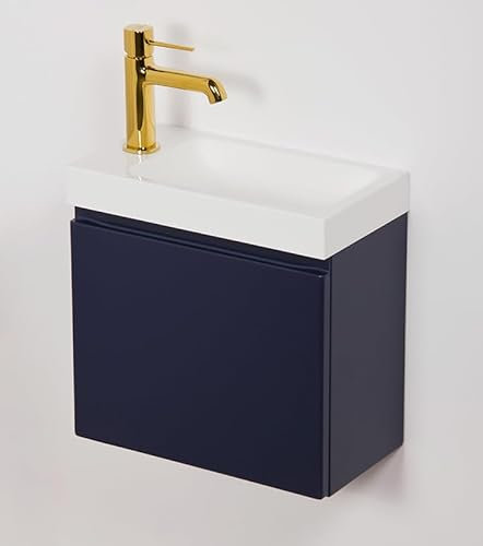 Quentis Gäste-WC Badmöbel FAROS 40 cm – Waschbecken mit Unterschrank, Marineblau Matt
