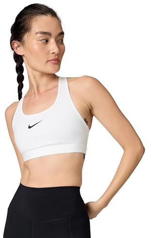 Nike DX6821-100 Swoosh Medium Support Reggiseno Sportivo Donna White/Stone Mauve/Black Taglia 2XS