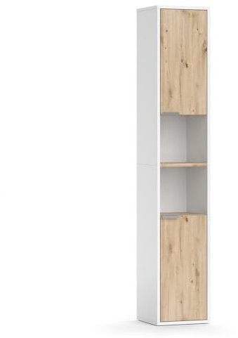Vicco Badschrank Weiß Henri 30x165x30 cm - Wäscheschrank, Mehr Stauraum ohne Bodenfläche zu nutzen