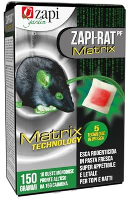 Zapi Garden | Zapi-RAT Matrix Pasta Topicida, Esca Rodenticida in Pasta Fresca Appetibile per Topi e Ratti, 10 Buste Monodose, 150g