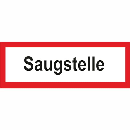 Indigos UG - 3mm Aluverbundplatte - Saugstelle Hinweisschild Brandschutz - 29,7x10,5 cm - Warnung - Sicherheit - Hotel, Firma, Haus