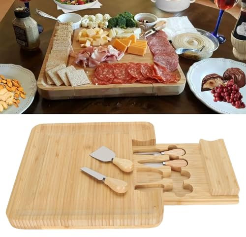 YLSZHYR Käsebrett-Set, Holz-Charcuterie-Bretter, Käse-Fleisch-Tablett, Käseteller für Weinabende/Partys, Paare, Brautparty-Geschenk(Normaler Typ)