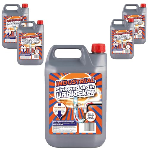 Strong Heavy Duty Industrial Sink & Drain Unblocker | Cuts Through Standing Water Fast Effect 5 Litre Cleaner