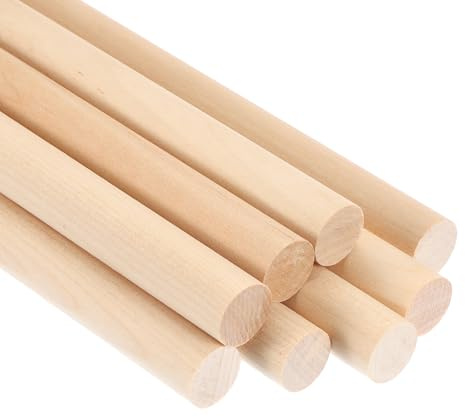 PATIKIL 3/5x3.94inch Wooden Dowel, 8 Pcs Dowel Rod Wood Dowels Wood Sticks Unfinished Round Hardwood for Crafts DIY Home Decor 15mm x 100mm
