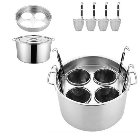 Outil de Cuisson de pâtes Multifonctionnel, cuiseur à pâtes 3/4/5 Trous, marmites en Acier Inoxydable avec paniers passoire, Outil de Cuisson pour pâtes, Nouilles, boulettes, Soupe A 4 Holes