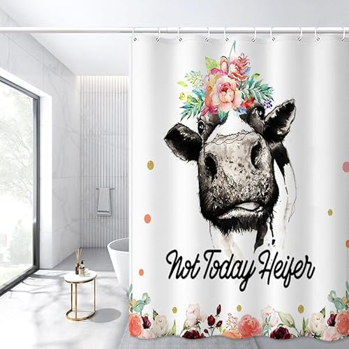 Duschvorhang Pfingstrose Weißes Tier Badevorhang Polyester Duschvorhang Stoff Anti Schimmel Shower Curtains Waschbar Duschvorhänge mit 12 Duschvorhangringen Duschvorhang für Badewanne 180x220cm