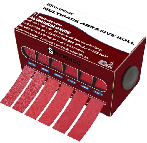 Shineboc Rouleaux De Papier De Verre, 2,5 cm X 6 m, Papier De Verre Avec Distributeur, Grain 80/150/240/320/400/600, 6 Rouleaux Pour Poncer Le Bois, Le Métal