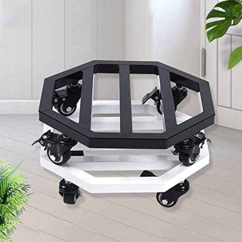 Lot de 2 bacs à plantes en métal noir robuste à roulettes pour pot de fleurs d'intérieur et d'extérieur - Support de plantes carré mobile sur rouleau blanc - Palette incluse