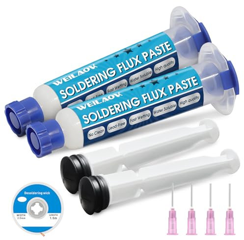 WEILAOK Flux Flussmittel, Lötfett Flussmittel, Flussmittel Löten, Flux, 10ml Lötpaste+1.5m Entlötlitze, Löt Zubehör, Flussmittel Zum Schweißen IC/SMD/CPU/PCB/BGA