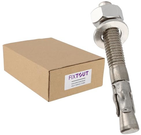 Lot de 25 goujons d'ancrage en acier inox A2 M12 - Diamètre 12 mm - 90 MM