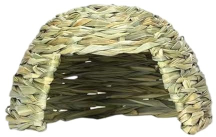xbiez Kaninchenversteck Grashaus Strohhöhle Spielhaus für kleine Haustiere warmes Versteck Haus für Käfig Hamster Versteck Höhle