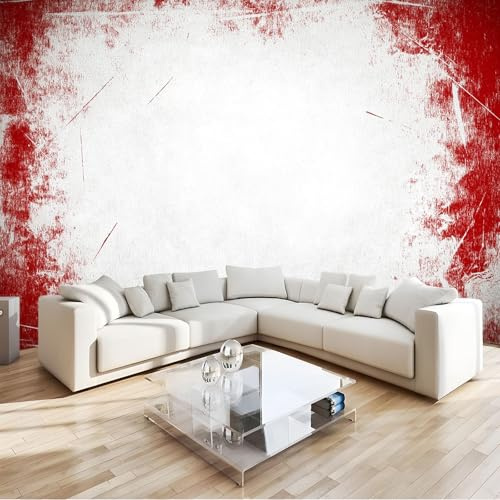 Papier Peint Intissé Fond rouge minable 3D Panoramique Papier Peint 400x280 cm pour Salon Chambre Décoration Murale Pour Adolescents et Enfants Murale