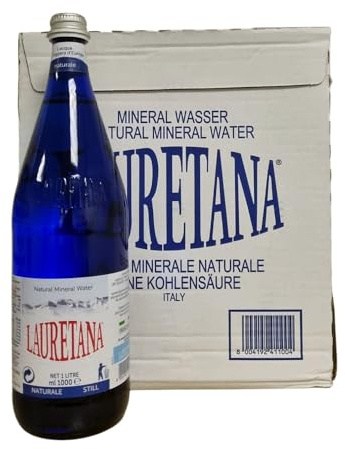 Lauretana Naturales Mineralwasser, Still, 1L Glasflaschen, 6er Pack