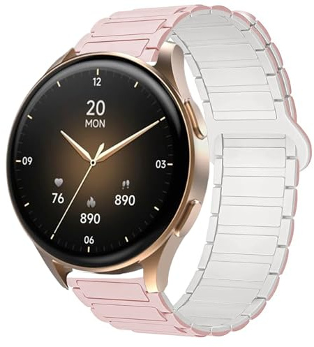 Blueshaweu 18mm 20mm Armband Kompatibel Für Hama Smartwatch 8900 1,32“ / 8900 1,43, Weiches Silikon Ganz Magnetisch Einstellbar Uhrarmband Kompatibel mit Hama 8900 Smartwatch